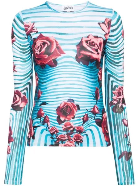 Блузка Morphing с цветочным принтом Jean Paul Gaultier, синий
