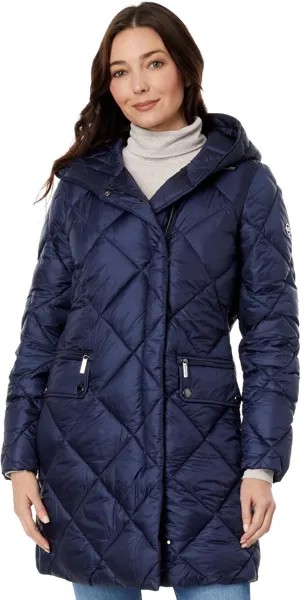 Пуховик Michael Kors Hooded Long Quilt Puffer M426079C68, цвет Midnight Blue