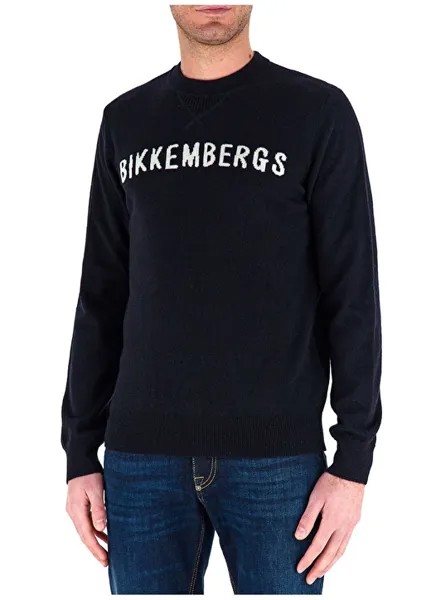 Черный мужской свитер с круглым вырезом Bikkembergs