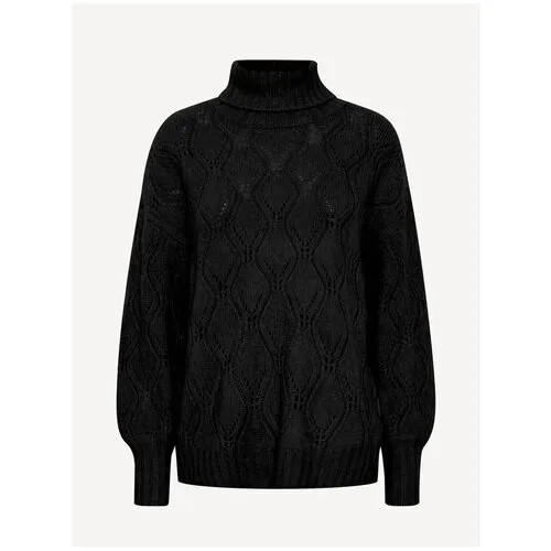 Пуловер Fransa, прямой силуэт, вязаный, крупная вязка, размер M, черный