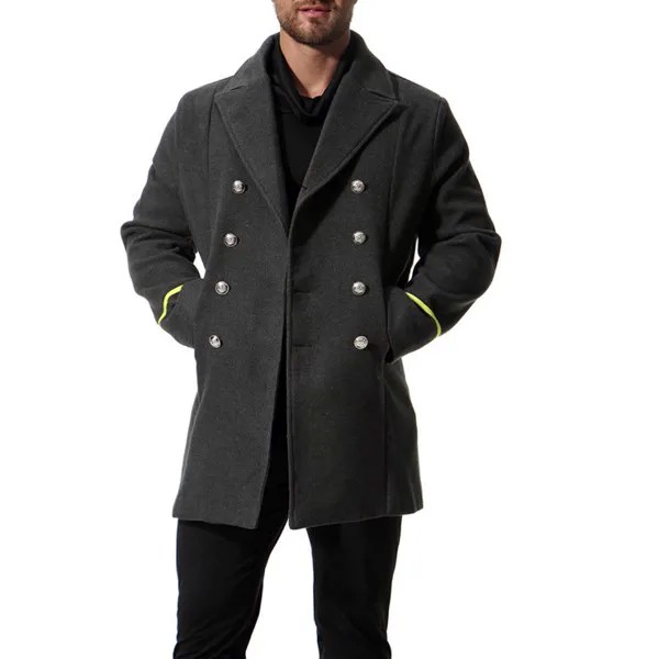 Длинное шерстяное пальто в европейском и американском стиле, Мужская ветровка, новинка, осенний двубортный модный тренчкот