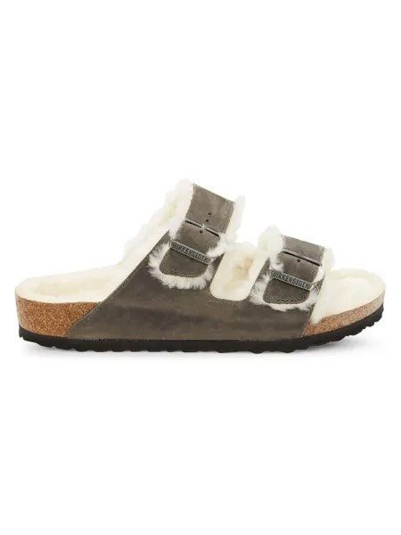 Сандалии из овчины Arizona стандартного кроя Birkenstock, серый