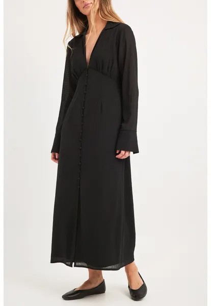 Платье-блузка MIT V-AUSSCHNITT UND KNOPFLEISTE NA-KD, цвет black