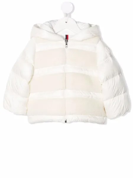 Moncler Enfant пуховик с меховыми вставками