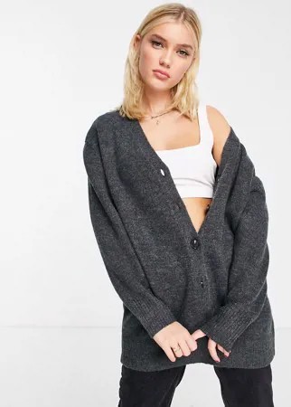 Темно-серый oversized-кардиган на пуговицах ASOS DESIGN