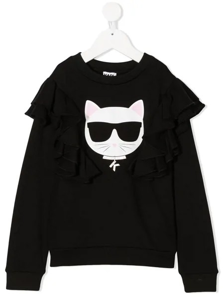 Karl Lagerfeld Kids толстовка с оборками и принтом