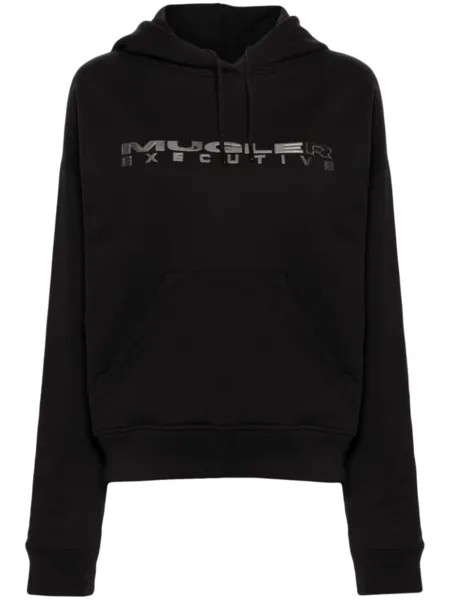 Mugler худи из джерси с логотипом, черный