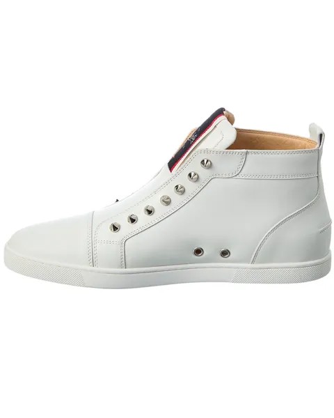 Christian Louboutin F.A.V Fique A Vontade Кожаные кроссовки среднего кроя, белый
