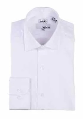 Классическая рубашка из смесового хлопка облегающего кроя белого цвета в клетку с шевроном в тон и раздвинутым воротником