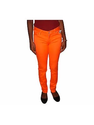 CELEBRITY PINK Женские оранжевые джинсы скинни средней посадки с карманами на молнии и средней посадкой для подростков 11