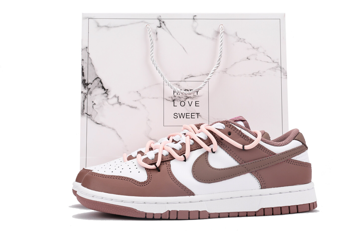 Кроссовки Nike Dunk Skateboarding Shoes Women's Low-top White/Brown, хаки