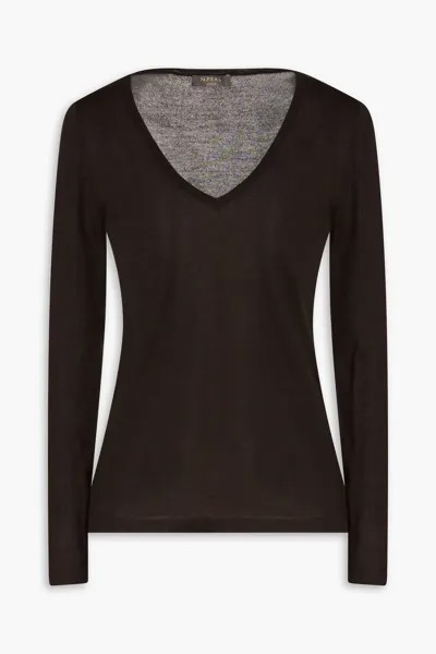 Меланжевый кашемировый свитер N.Peal, темно коричневый