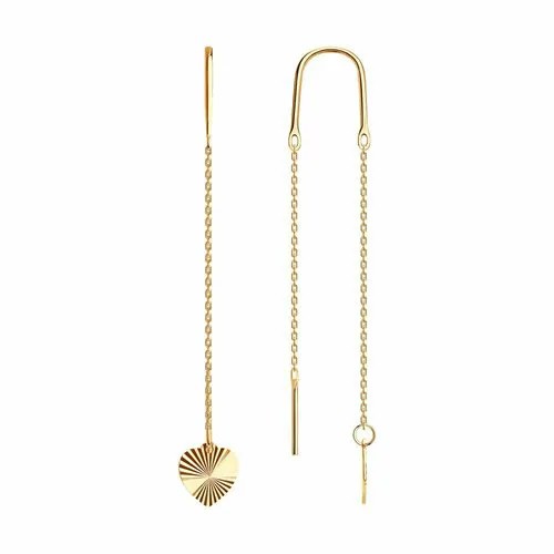 Серьги цепочки Diamant, красное золото, 585 проба, длина 0.8 см, красный