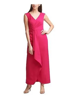 ELIZA J Женское розовое торжественное платье без рукавов с запахом и каскадом спереди, миниатюрное 4P