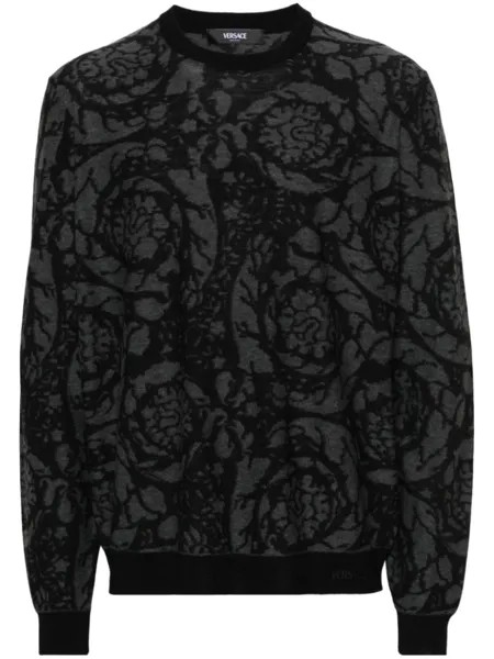 Versace джемпер вязки интарсия с узором Barocco, черный