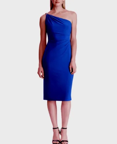 RALPH LAUREN Женское синее вечернее облегающее платье без рукавов до колен 14