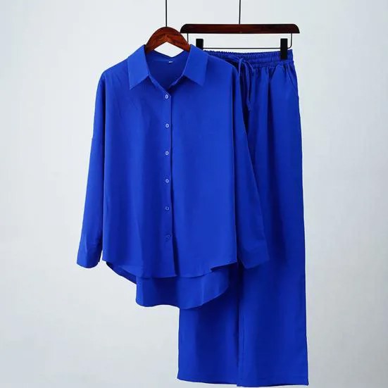 2 шт / комплект осенняя блузка брюки набор сказочный кардиган сплошной цвет повседневная одежда