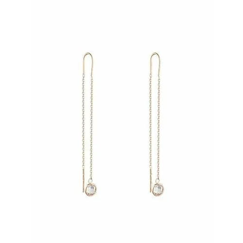 Серьги цепочки 585GOLD золото красное, красное золото, 585 проба, фианит, золотой