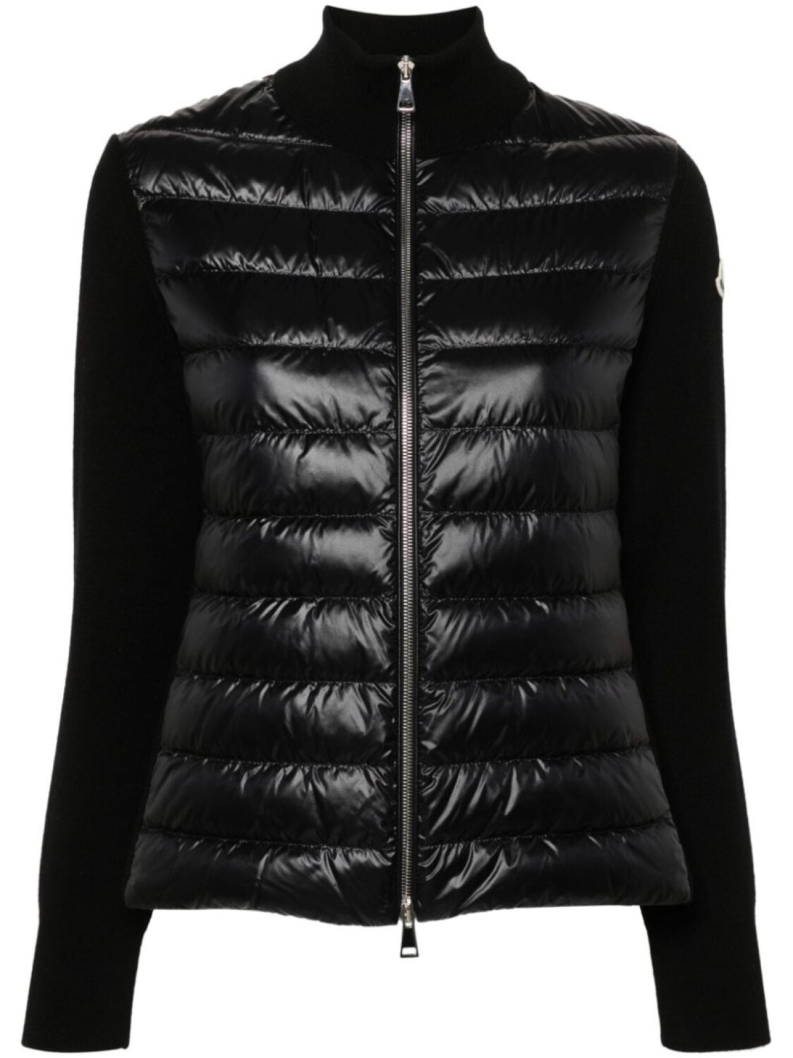 Moncler пуховик с вязаными вставками, черный