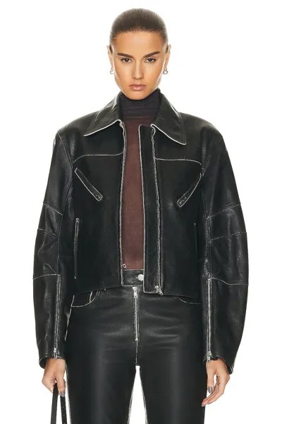 Куртка Helmut Lang Leather Biker, черный