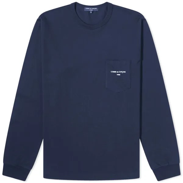 Лонгслив Comme Des Garçons Homme Pocket Logo Long Sleeve Tee, темно-синий