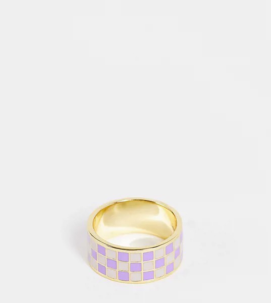 Серебряное кольцо с покрытием из 14-каратного золота с сиреневой эмалью Serge DeNimes-Фиолетовый цвет