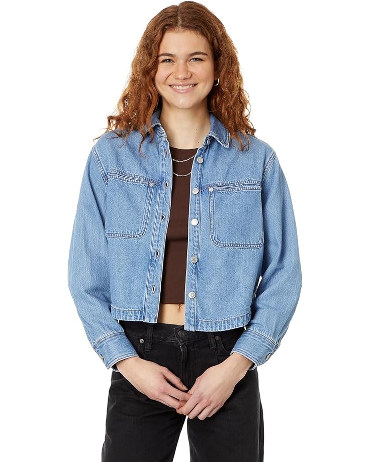 Рубашка Madewell Long-Sleeve Crop Shirt in Dayview Wash, цвет Dayview Wash