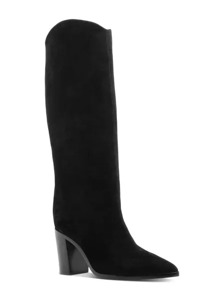 SCHUTZ Женские черные закругленные кожаные сапоги без шнуровки на каблуке Analeah 8.5 B