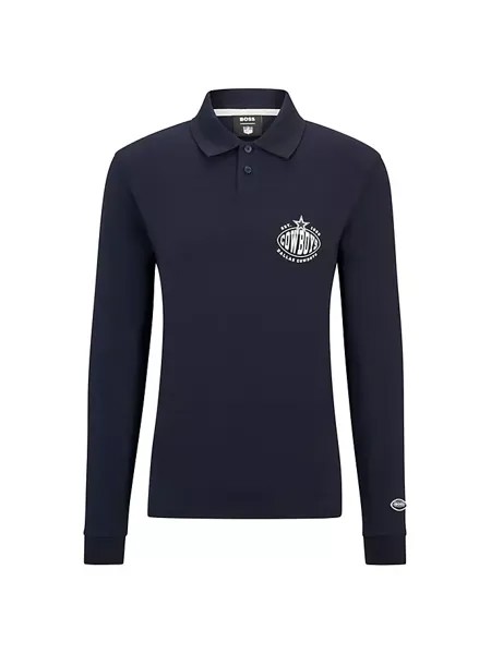 Рубашка-поло с длинными рукавами и совместным брендингом BOSS x NFL Boss, цвет cowboys dark blue