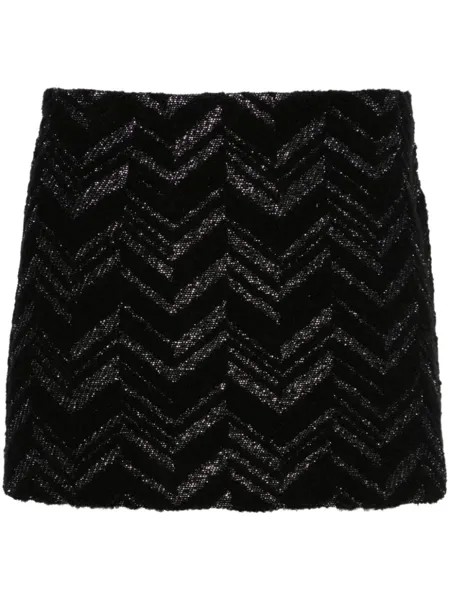Missoni мини-юбка с зигзагообразным переплетением и люрексом, черный