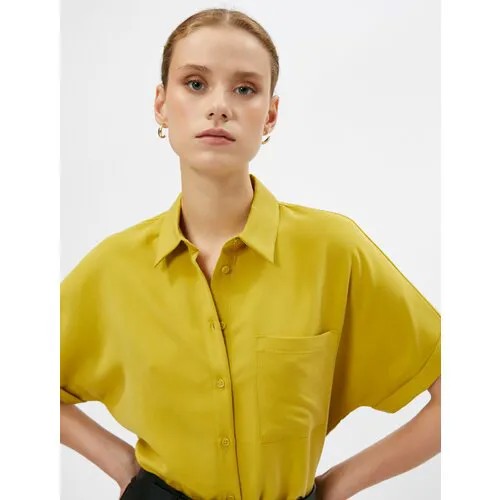 Рубашка KOTON, размер 42, оливковый