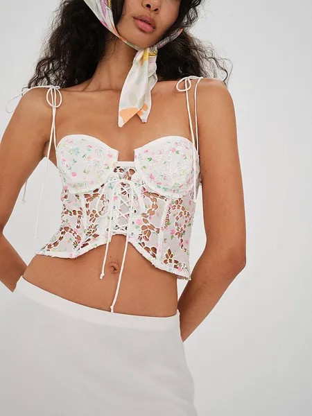 Топ For Love & Lemons Kyra Cropped Corset, белый