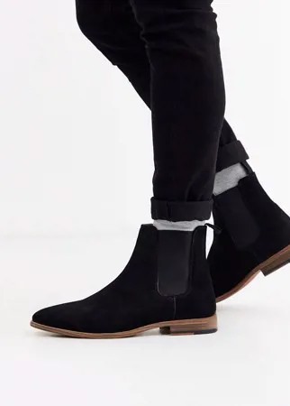 Черные замшевые ботинки челси Topman-Черный