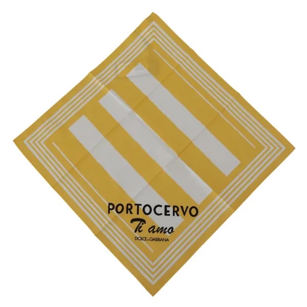 DOLCE - GABBANA Шарф Желтый хлопковый платок с портоцерво, шаль 50см x 48см Рекомендуемая розничная цена 240 долларов США
