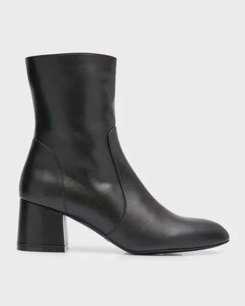 Кожаные ботильоны Flareblock на молнии до щиколотки Stuart Weitzman, цвет Black