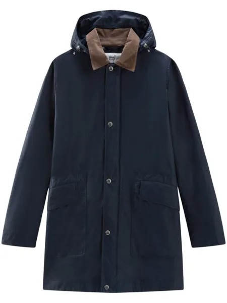 Woolrich вощеное пальто с капюшоном, синий