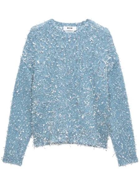 MSGM джемпер с круглым вырезом и бахромой, синий