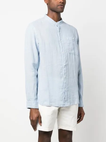 Льняная рубашка с длинными рукавами Woolrich, синий