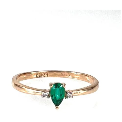 Кольцо АЙМИЛА, красное золото, 585 проба, изумруд, бриллиант, размер 17.5, золотой, зеленый