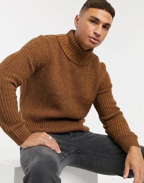 Вязаная водолазка табачного цвета Burton Menswear-Белый