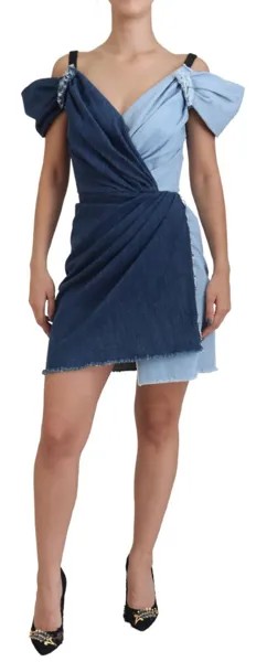 Платье DOLCE - GABBANA Двухцветное синее джинсовое мини в стиле пэчворк IT38/US4/XS Рекомендуемая розничная цена 2180 долларов США