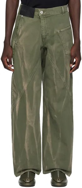 Зеленые перекрученные джинсы Jw Anderson, цвет Green