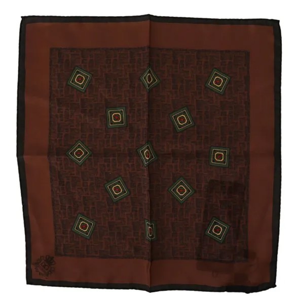 DOLCE - GABBANA Шарф Коричневый шелковый квадратный носовой платок с рисунком 32см x 30см $300