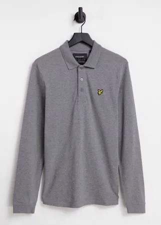 Серый лонгслив с воротником поло Lyle & Scott