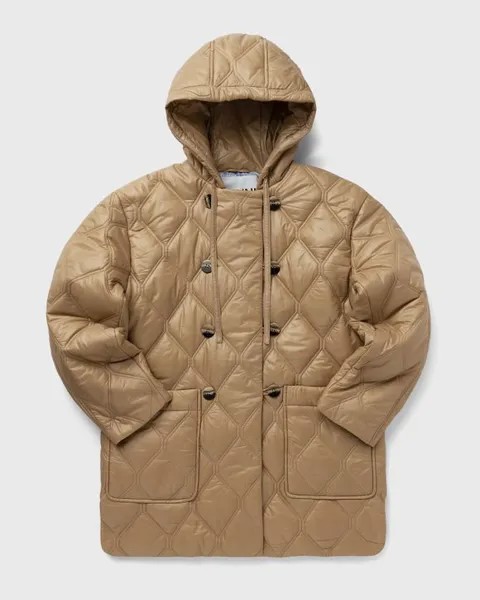 Куртка Ganni Shiny Quilt Hooded Jacket, цвет tanin