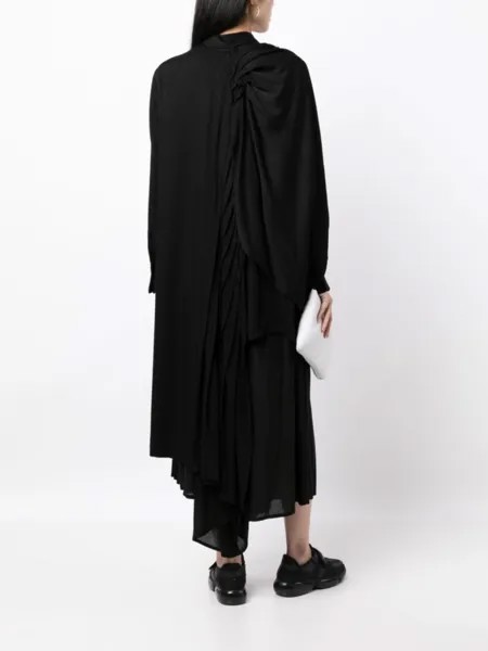 Yohji Yamamoto плиссированная рубашка с асимметричным подолом, черный