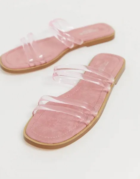 Сандалии-слипоны с прозрачными ремешками Truffle Collection-Розовый