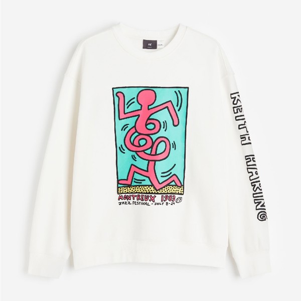 Свитшот H&M Relaxed Fit Keith Haring, белый