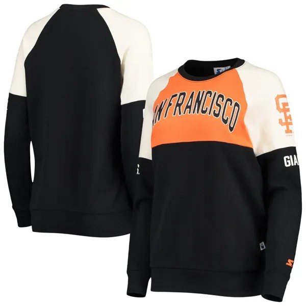 Женский стартовый пуловер с историческим логотипом оранжевого/черного цвета San Francisco Giants Baseline реглан, толстовка с логотипом Starter