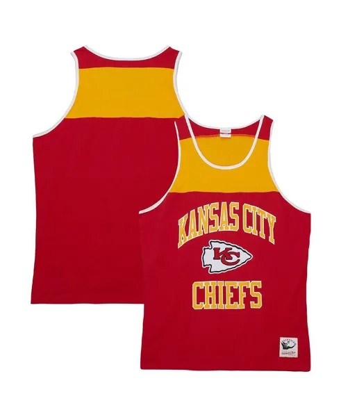 Мужская красная золотистая майка Kansas City Chiefs Heritage Colorblock Mitchell & Ness